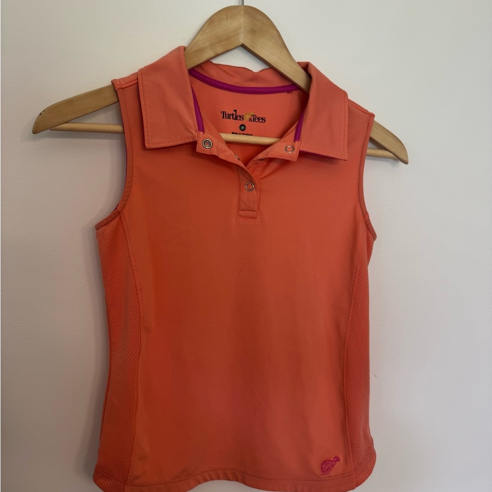Peach Turtles and Tees Sleeveless Golf Shirt